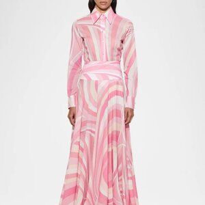 Pucci Iride-Print Cotton Muslin Button-Down Blouse